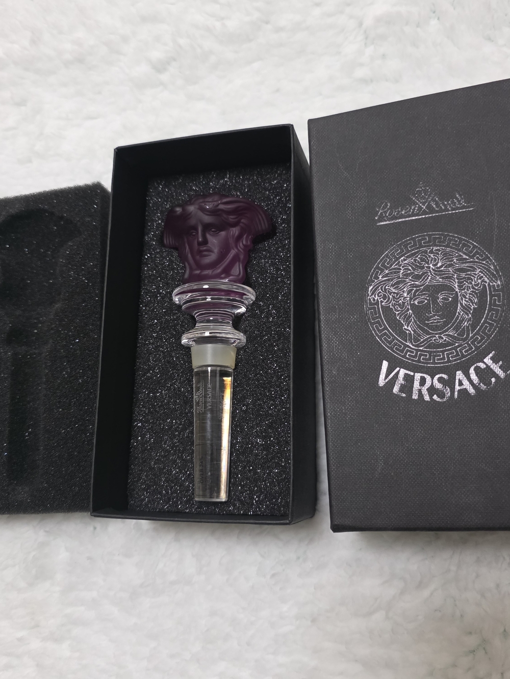 Rosenthal Versace Medusa Amethyst Lead Crystal Bottle Stopper Austria w